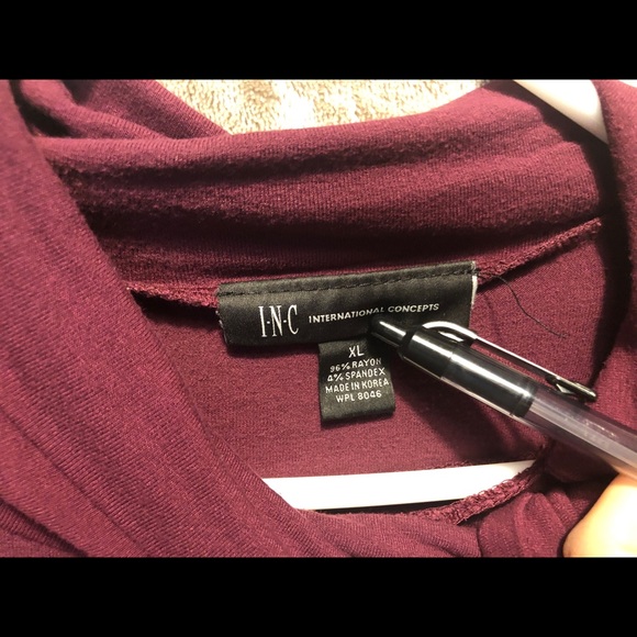 Burgundy/Wine INC Turtleneck, Size XL - Picture 3 of 10